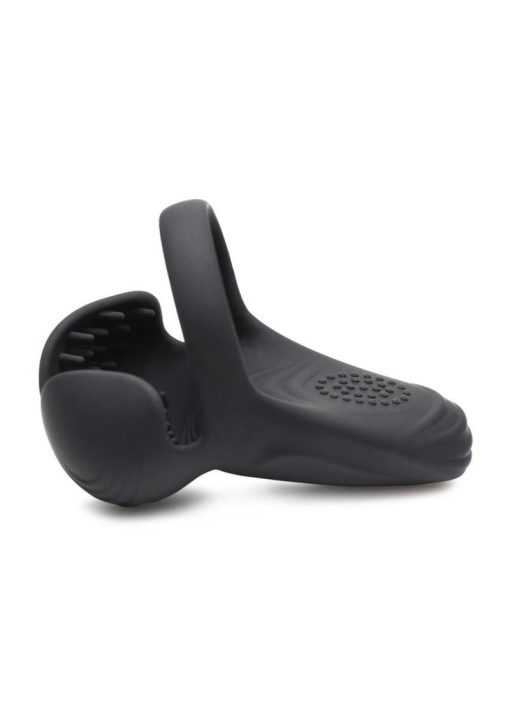 Trinity Men 10X Silicone Cock and Ball Ring with Taint Stim and Remote Control - Black