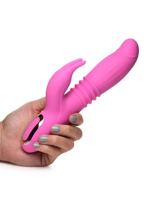 Inmi Lil` Swell 35X Thrusting and Swelling Rechargeable Silicone Rabbit Vibrator - Pink