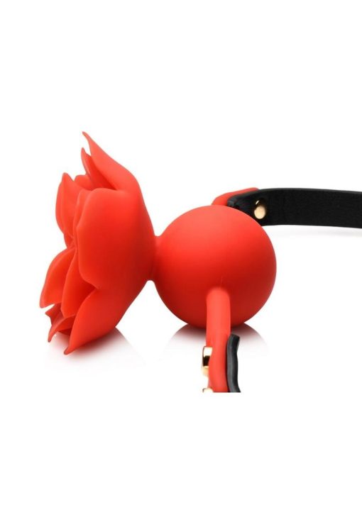 Master Series Blossom Gag Silicone Rose Gag - Red/Black
