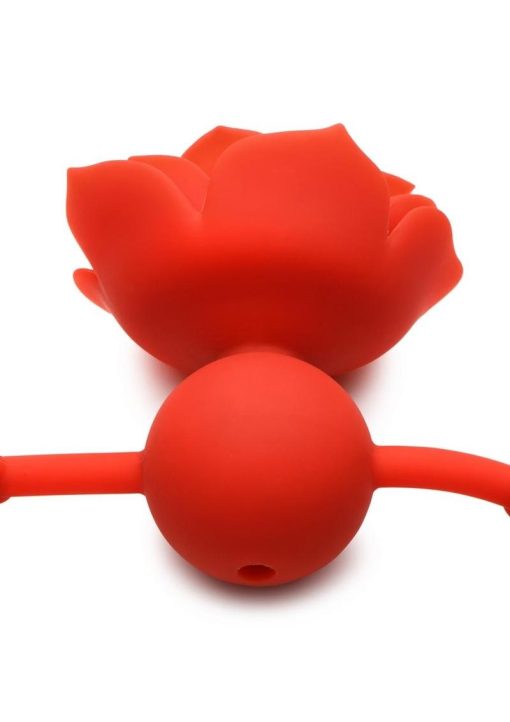 Master Series Blossom Gag Silicone Rose Gag - Red/Black