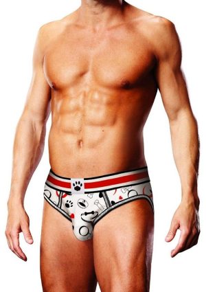 Prowler Puppie Print Open Brief - Small - White/Black