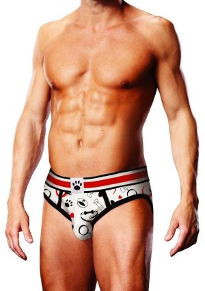 Prowler Puppie Print Brief - Extra Small - White/Black