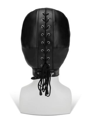 ME YOU US Hood with Eyes Nose Mouth PU Leather Bondage Hood - Black