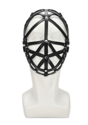 ME YOU US Web Hood PU Leather Bondage Hood - Black