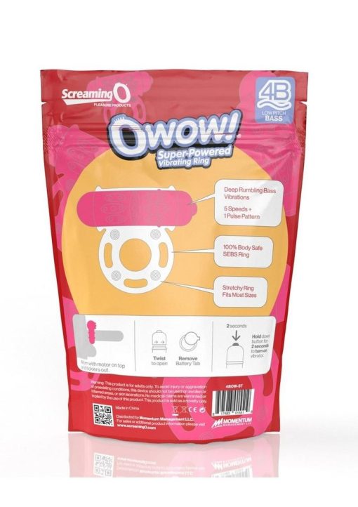 Screaming O 4B O Wow Vibrating Ring - Strawberry
