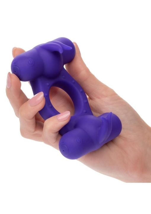 Couple`s Enhancers Silicone Rechargeable Triple Orgasm Enhancer - Purple