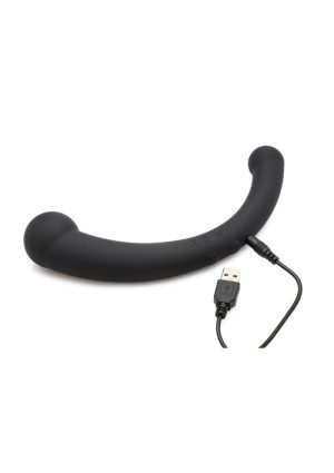 Master Series 10X Vibra-Crescent Rechargeable Silicone Vibrating Dual Ended Dildo - Black