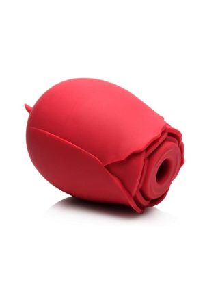 Bloomgasm Double Tease Rose 10X Rechargeable Silicone Sucking and Licking Stimulator - Red