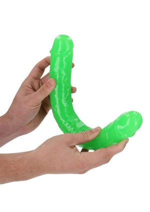 RealRock Double Dong Glow in the Dark Dildo 15in - Green
