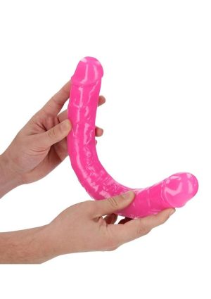 RealRock Double Dong Glow in the Dark Dildo 15in - Pink