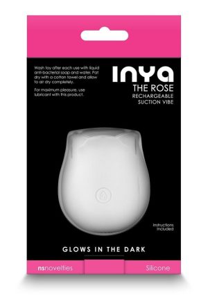 Inya The Rose Silicone Rechargeable Glow in the Dark Clitoral Stimulator - White