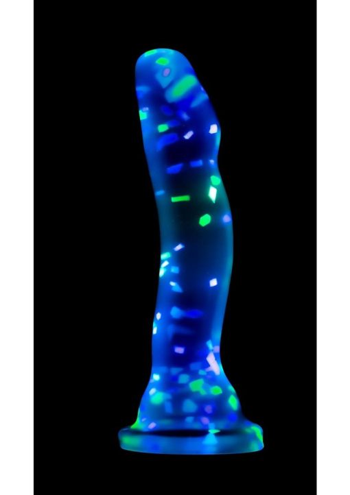 Neo Elite Glow in the Dark Silicone Hanky Panky Dildo 7.5in - Confetti Multicolor