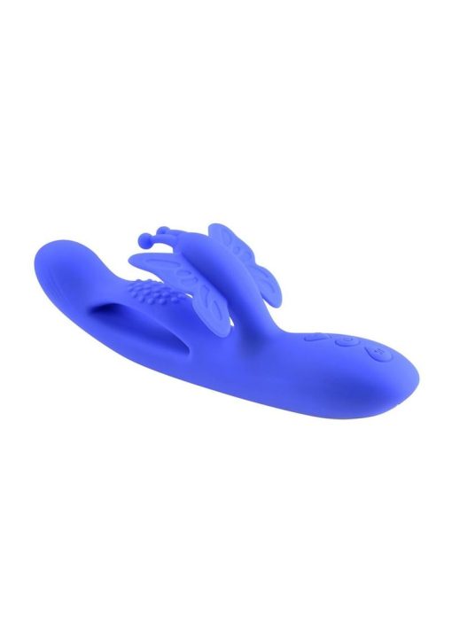 Butterfly Dreams Rechargeable Silicone Rabbit Vibrator - Blue