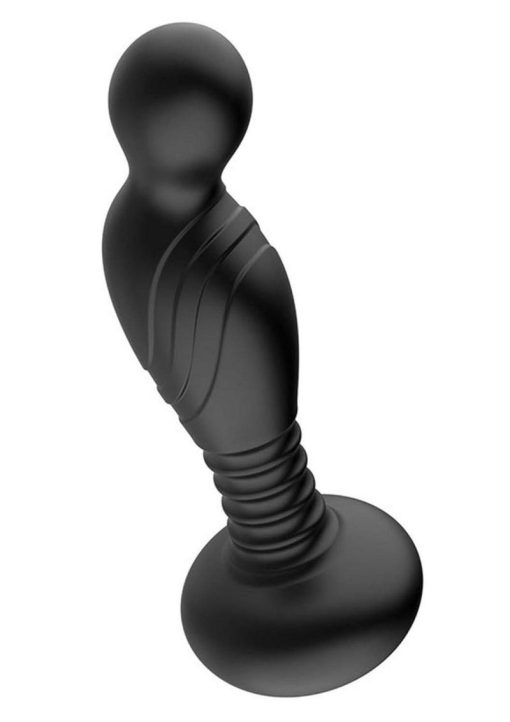 Ass-Sation Vibrating Rechargeable Silicone P-Spot Plug with Remote Control - Black