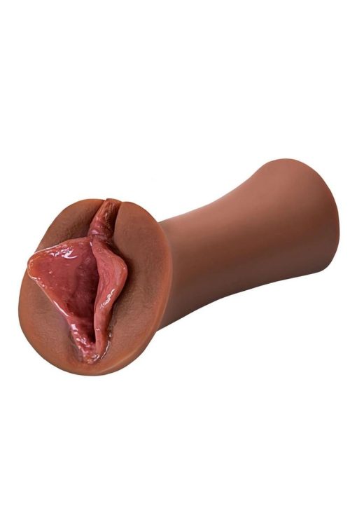 PDX Extreme Wet Pussies Luscious Lips Self Lubricating Stroker - Chocolate