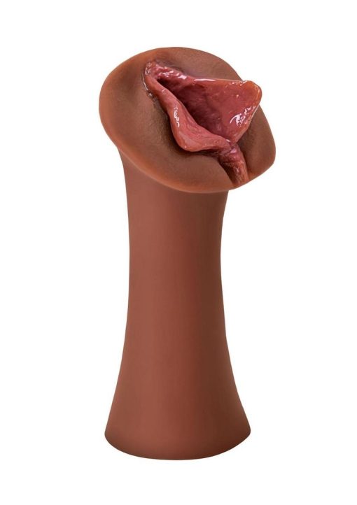 PDX Extreme Wet Pussies Luscious Lips Self Lubricating Stroker - Chocolate