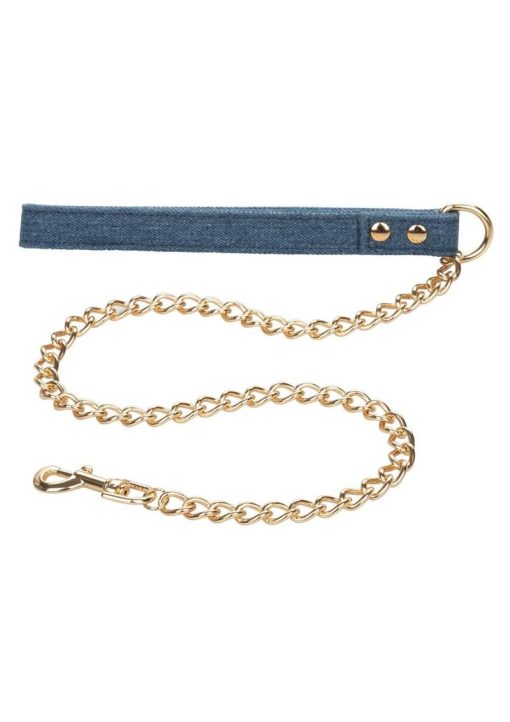 Ride `em Premium Denim Collection Collar with Leash - Blue