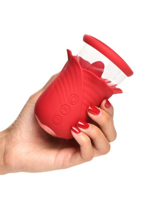 Bloomgasm Lily Lover Sucking and Vibrating Rechargeable Silicone Clitoral Stimulator - Red
