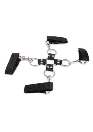 Lux Fetish Hogtie and Ball Gag Kit (7 Piece) - Black
