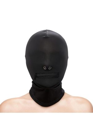 Fetish and Fashion Zippered Mouth Hood - Black