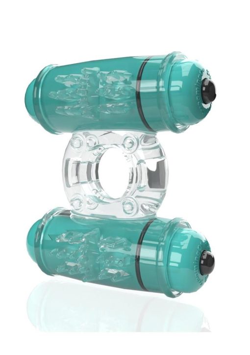 4B Double Wammy Silicone Dual Vibrating Couples Cock Ring - Kiwi