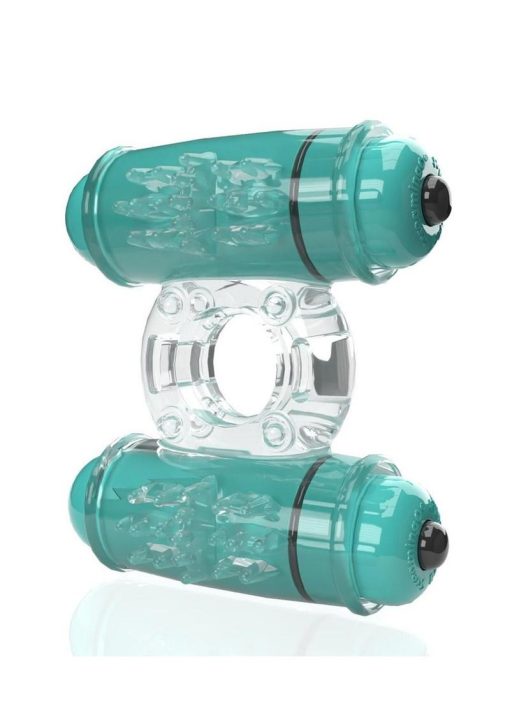 4T Double Wammy Silicone Dual Vibrating Couples Cock Ring - Kiwi