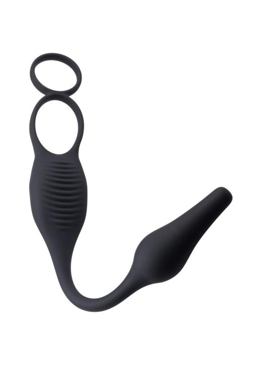Zero Tolerance Plug and Tug Rechargeable Silicone Anal Plug and Cock Ring - Gray