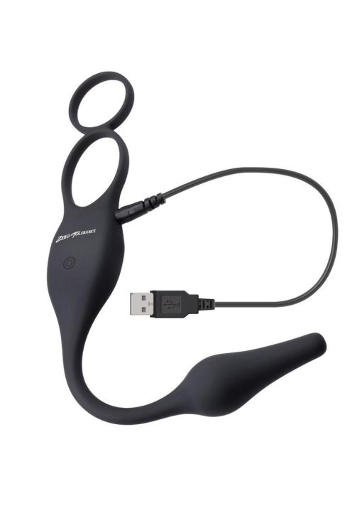 Zero Tolerance Plug and Tug Rechargeable Silicone Anal Plug and Cock Ring - Gray