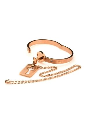 Master Series Cuffed Locking Bracelet and Key Necklace - Rose Gold