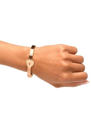 Master Series Cuffed Locking Bracelet and Key Necklace - Rose Gold