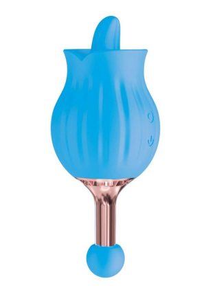 Clit-Tastic Rose Bud Rechargeable Silicone Clitoral Stimulator - Blue