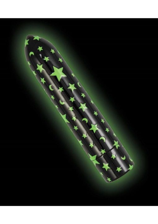 Glow Vibes Seeing Stars Rechargeable Glow-in-The-Dark Bullet - Black/Green