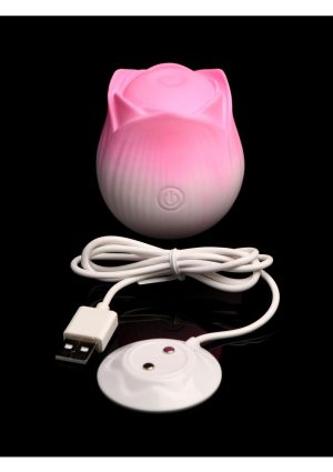Bloomgasm Pulsing Petals Throbbing Silicone Rechargeable Rose Stimulator - Pink
