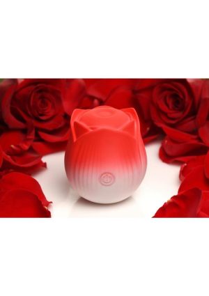 Bloomgasm Pulsing Petals Throbbing Silicone Rechargeable Rose Stimulator - Red