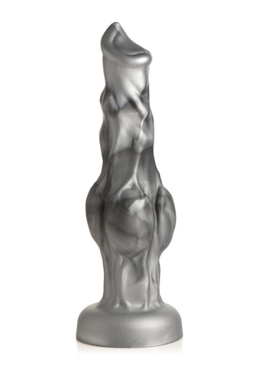 Night Prowler Silicone Dildo - Large - Silver/Black