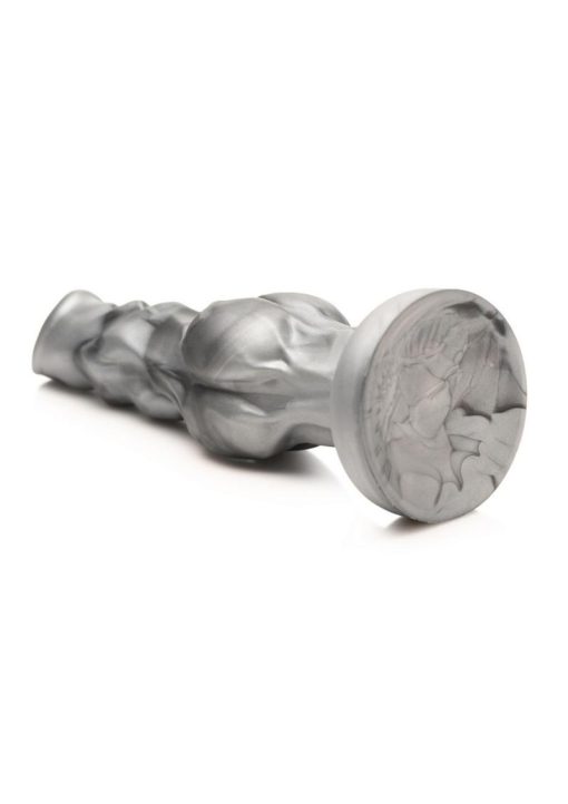 Night Prowler Silicone Dildo - Large - Silver/Black