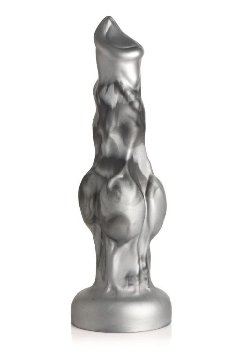 Night Prowler Silicone Dildo - Medium - Silver/Black