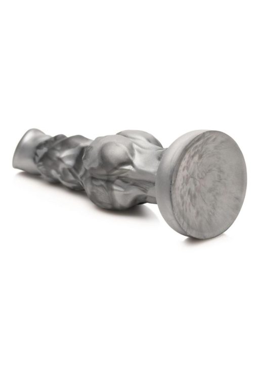 Night Prowler Silicone Dildo - Medium - Silver/Black