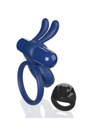 Screaming O Ohare Rechargeable Silicone Vibrating Cock Ring with Remote Control - Blue