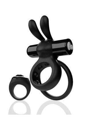 Screaming O Ohare Rechargeable Silicone Vibrating Cock Ring with Remote Control - Black