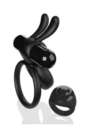 Screaming O Ohare Rechargeable Silicone Vibrating Cock Ring with Remote Control - Black