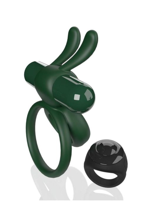 Screaming O Ohare Rechargeable Silicone Vibrating Cock Ring with Remote Control - Green