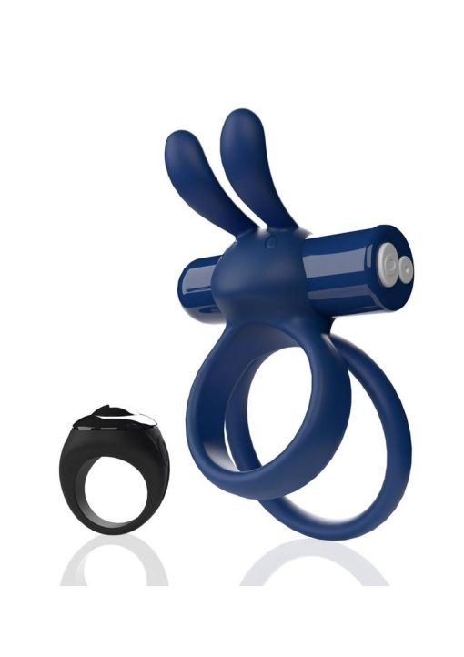 Screaming O Ohare XL Rechargeable Silicone Vibrating Cock Ring with Remote Control - Blue