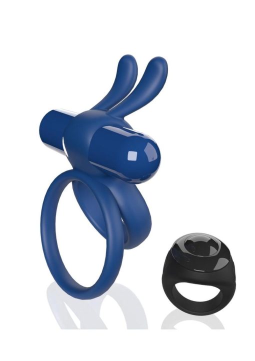 Screaming O Ohare XL Rechargeable Silicone Vibrating Cock Ring with Remote Control - Blue