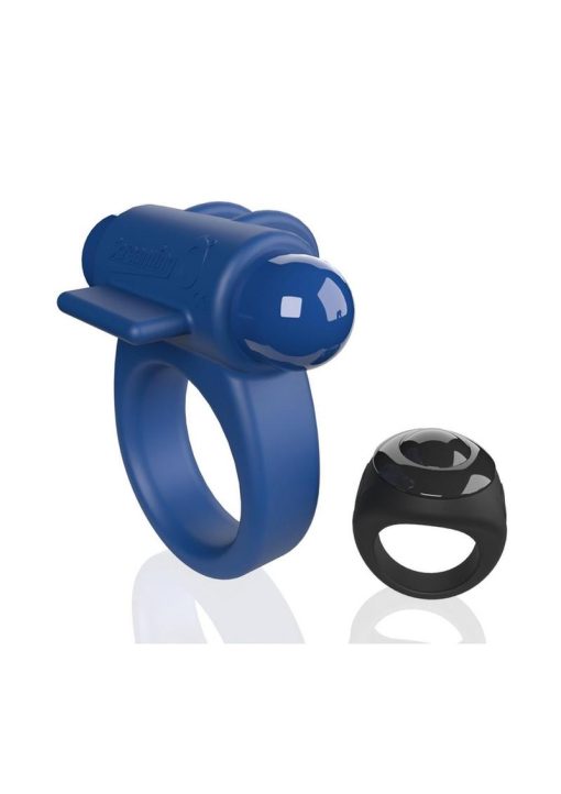 Screaming O Switch Silicone Rechargeable Vibrating Ring with Remote Control - Blue
