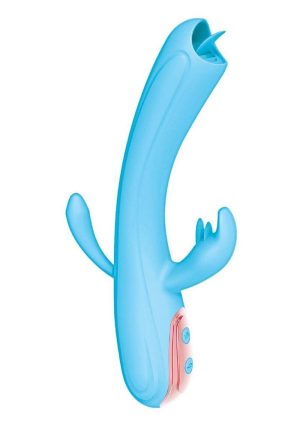 My Secret Fantasy Rechargeable Silicone Flickering Tongue Vibrator - Blue