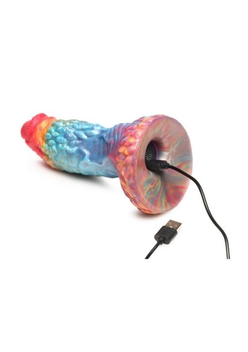 Creature Cocks Phoenix Vibrating Rechargeable Silicone Dildo with Remote Control - Rainbow