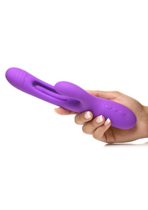 Inmi Tri-Flick Flicking Rechargeable Silicone Rabbit Vibrator - Purple