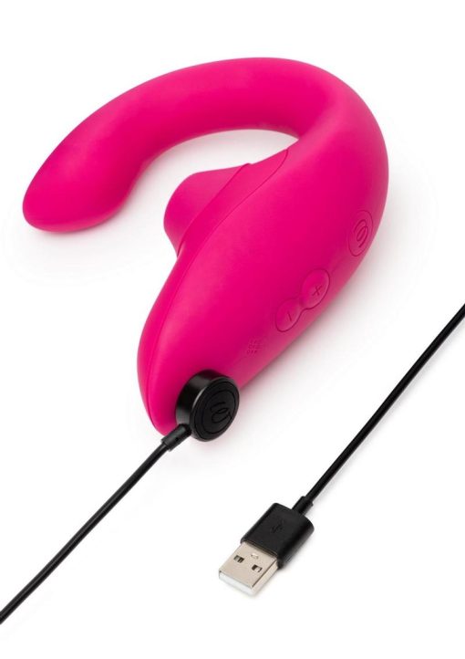 Womanizer Blend Rechargeable Silicone Vibrator with Clitoral Stimulator - Vibrant Pink