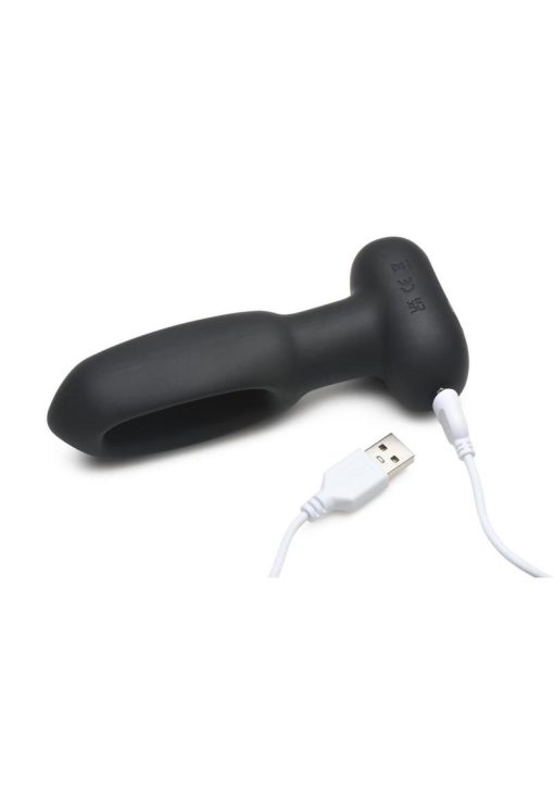 Flickers Bum Flick Flicking and Vibrating Rechargeable Silicone Butt Plug with Remote Control - Black